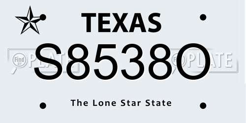 S8538O Texas License Plate