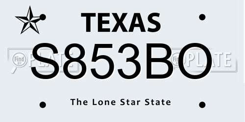 S853BO Texas License Plate
