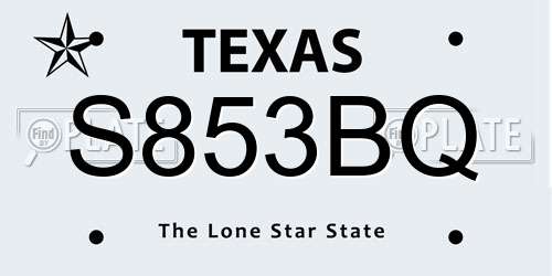 S853BQ Texas License Plate