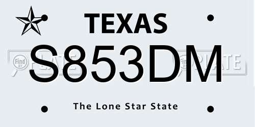S853DM Texas License Plate