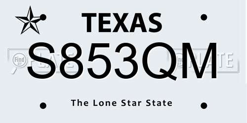 S853QM Texas License Plate
