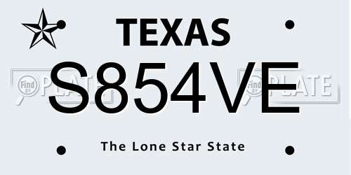 S854VE Texas License Plate