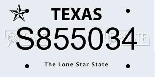 S855034 Texas License Plate