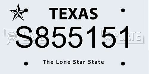 S855151 Texas License Plate