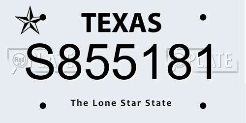 S855181 Texas License Plate