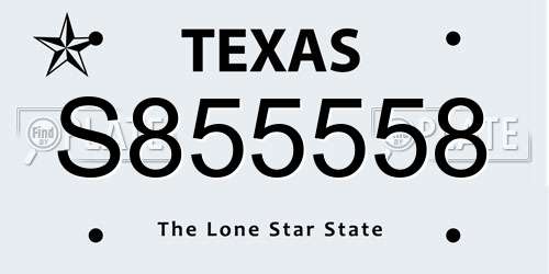 S855558 Texas License Plate