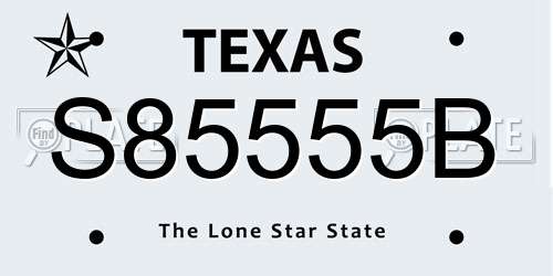 S85555B Texas License Plate