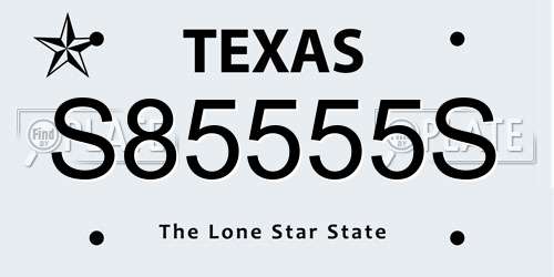S85555S Texas License Plate