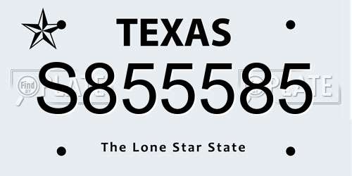 S855585 Texas License Plate
