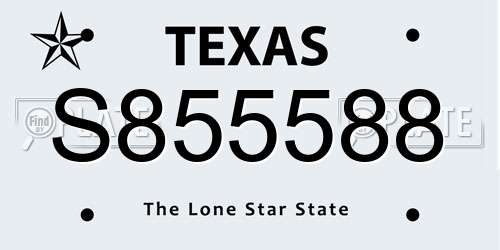 S855588 Texas License Plate