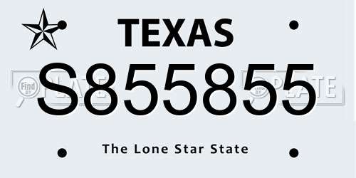 S855855 Texas License Plate