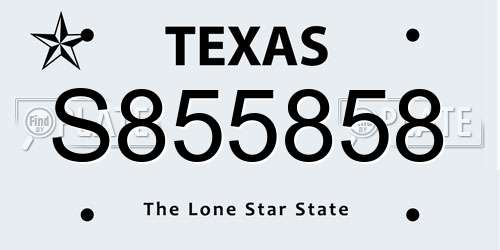 S855858 Texas License Plate