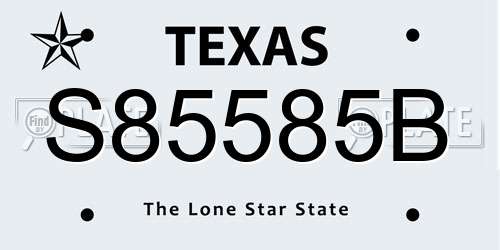 S85585B Texas License Plate