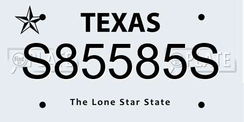 S85585S Texas License Plate
