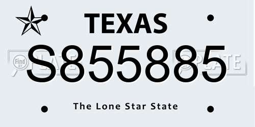 S855885 Texas License Plate