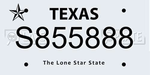 S855888 Texas License Plate