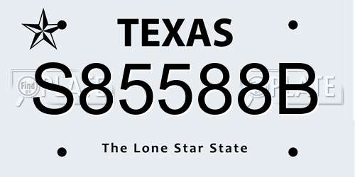 S85588B Texas License Plate