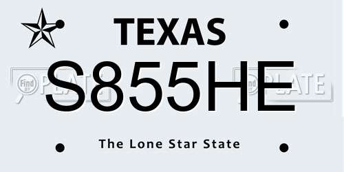 S855HE Texas License Plate