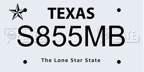 S855MB Texas License Plate