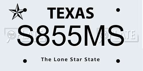 S855MS Texas License Plate