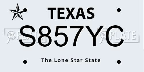 S857YC Texas License Plate