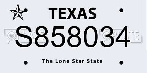 S858034 Texas License Plate