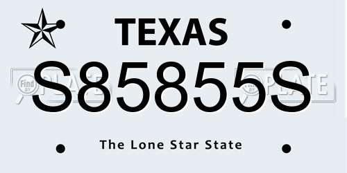 S85855S Texas License Plate