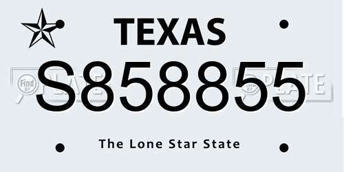 S858855 Texas License Plate