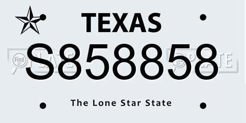 S858858 Texas License Plate