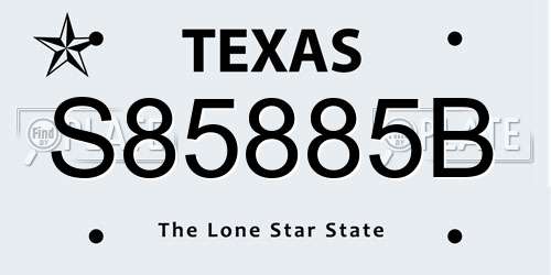 S85885B Texas License Plate