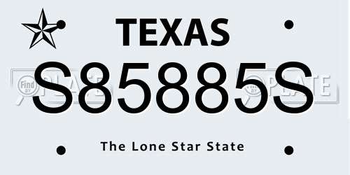 S85885S Texas License Plate