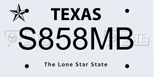 S858MB Texas License Plate