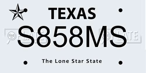 S858MS Texas License Plate
