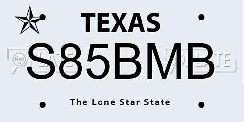 S85BMB Texas License Plate
