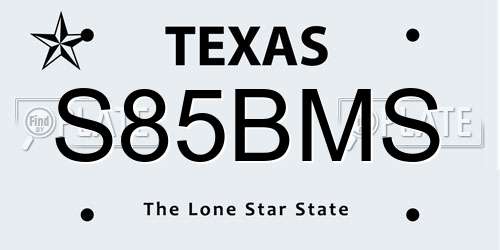 S85BMS Texas License Plate