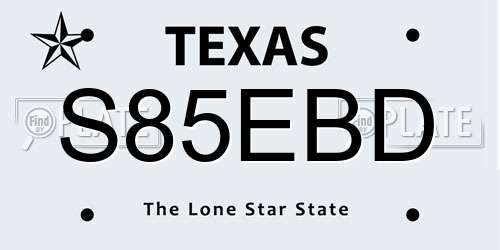 S85EBD Texas License Plate