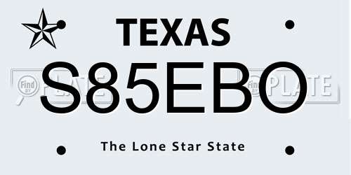 S85EBO Texas License Plate