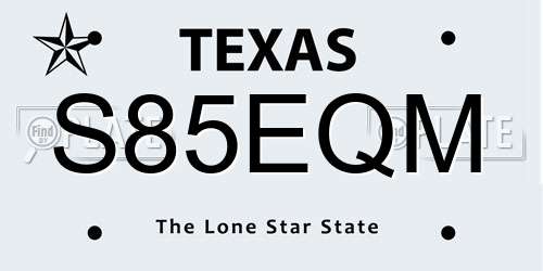 S85EQM Texas License Plate