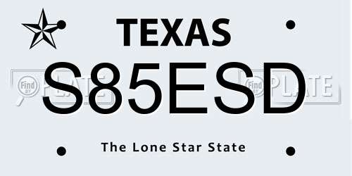 S85ESD Texas License Plate