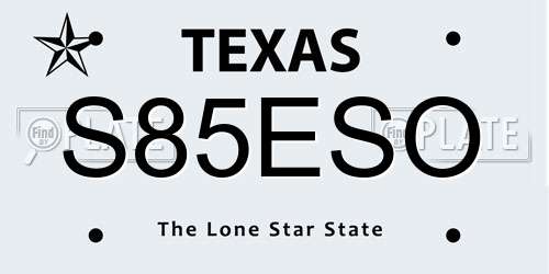S85ESO Texas License Plate