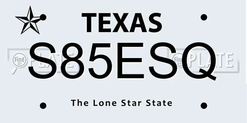 S85ESQ Texas License Plate