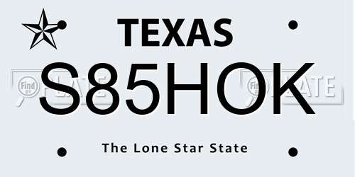 S85HOK Texas License Plate