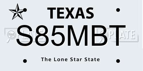 S85MBT Texas License Plate