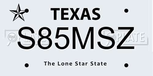 S85MSZ Texas License Plate