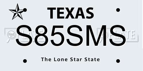S85SMS Texas License Plate