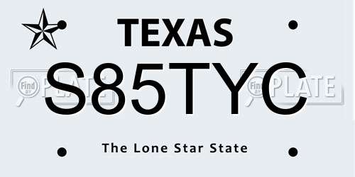 S85TYC Texas License Plate