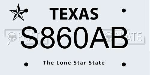 S860AB Texas License Plate