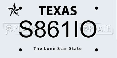 S861IO Texas License Plate