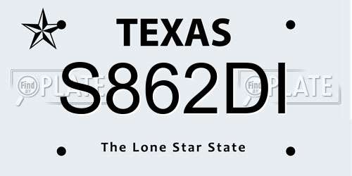 S862DI Texas License Plate