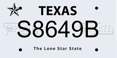 S8649B Texas License Plate
